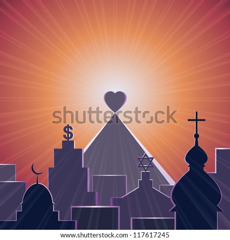 Love - the best of religions, vector illustration. Vector background