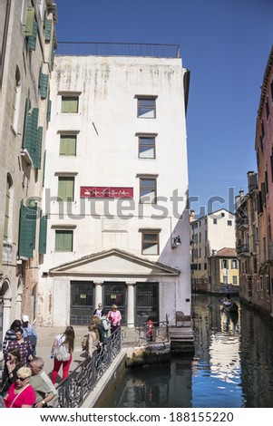 VENICE,ITALY-MART 30- Tourists on the tour at the house in which  lived traveler Marco Polo .Mart 30,2014, Venice