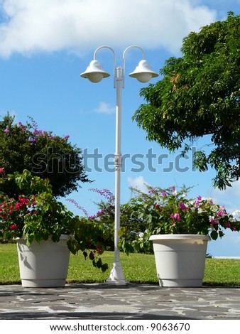 Street lamp with plants, Saint Lucia
