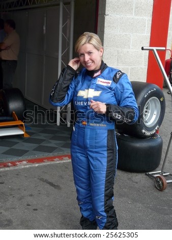 SPA, BELGIUM - JUNE 1: Female race car driver Maria de Villota from Spain gets ready for the Euroseries 3000 race at circuit Spa-Francorchamps June 1, 2008 in Spa (Belgium).