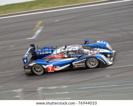 SPA-FRANCORCHAMPS, BELGIUM - MAY 7: British racing driver Anthony Davidson in the Peugeot 908 on his way to win the 1000 km of Spa-Francorchamps on May 7, 2011 in Francorchamps, Belgium.