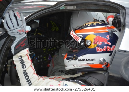 SPA-FRANCORCHAMPS, BELGIUM - APRIL 29: Swiss race car driver Neel Jani sitting in the Porsche during round 2 of the FIA World Endurance Championship on April 29, 2015 in Spa-Francorchamps, Belgium.