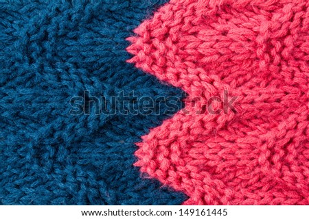 Colorful  knitting background texture pink and blue color. Knit wool Fabric textile
