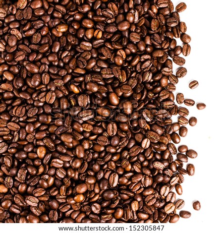 Coffee beans  background or texture closeup. Coffee concept. Top view.