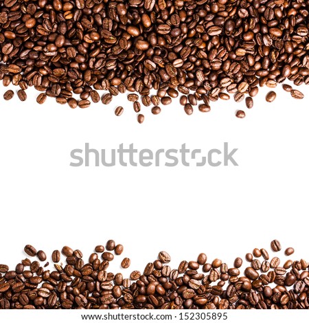 Coffee  beans isolated on white background with copyspace for text. Coffee background or texture concept.
