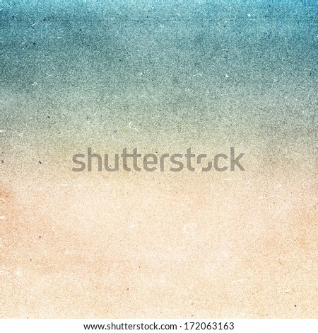 Summer beach recycled paper textured background with film grain.Abstract  grunge paper texture.  Highly detailed frame.