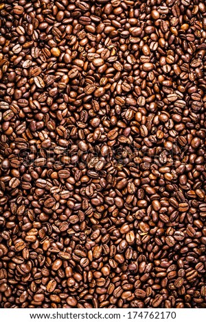 Roasted Coffee Beans Background Texture. Arabic Roasting Coffee - Ingredient Of Hot Beverage. Brown Coffee Beans For Background And Texture.