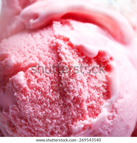 Strawberry Ice Cream Background Macro. Beautiful Ice-Cream Balls close up.