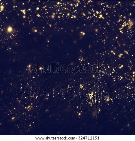 Abstract background - golden lights, flash , night city, lens flare. Abstract fractal black and dark gold wallpaper