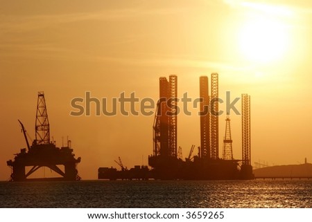 Oil rig in the Caspian Sea  near Baku