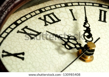 Close up of clock face and clock hands