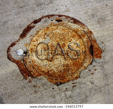 Rusted Gas Line Access Cover in Concrete