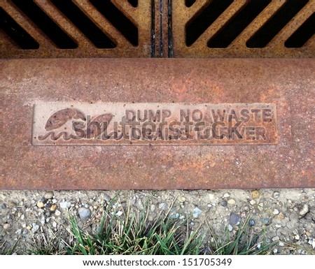 Dump no waste sewer sign