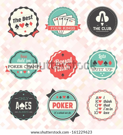 Vector Set Retro Poker Labels and Icons Vector Set Retro Poker Labels and Icons