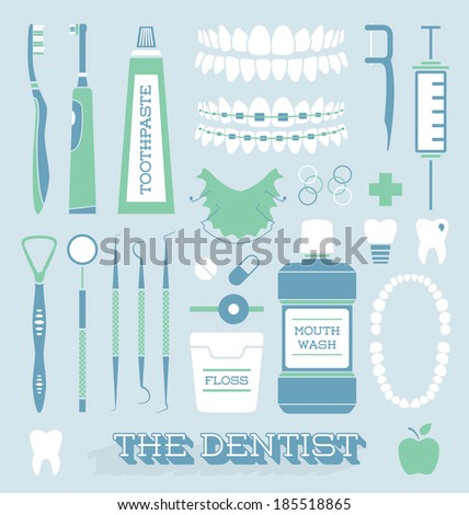 Vector Set Dentist and Tooth Care Icons Vector Set Dentist and Tooth Care Icons