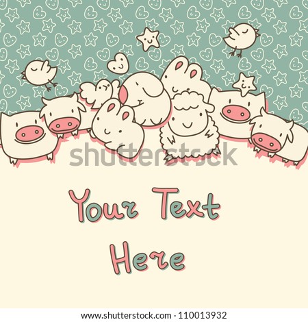 Background With Cute Cartoon Animals Stock Vector Illustration