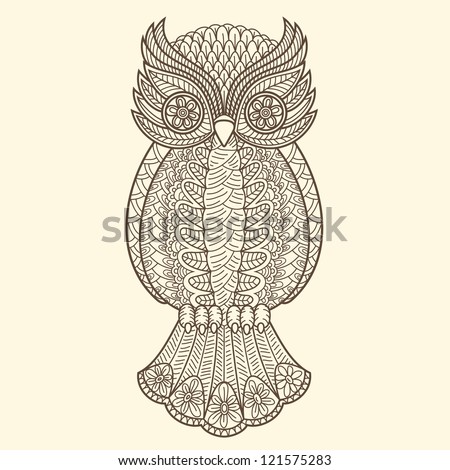 Decorative owl - stock vector