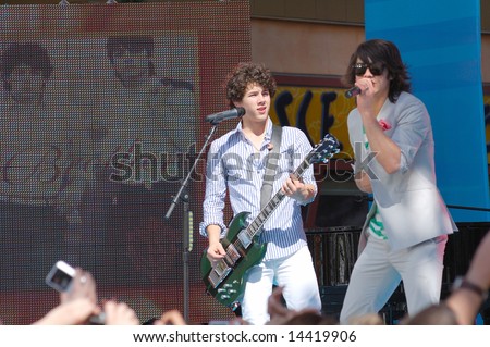 ORLANDO, FL - MARCH 28; Jonas Brothers performing on the Ellen Show at Universal Studios CityWalk. March 28, 2008