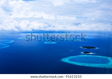 Islands In The Maldives seen from above