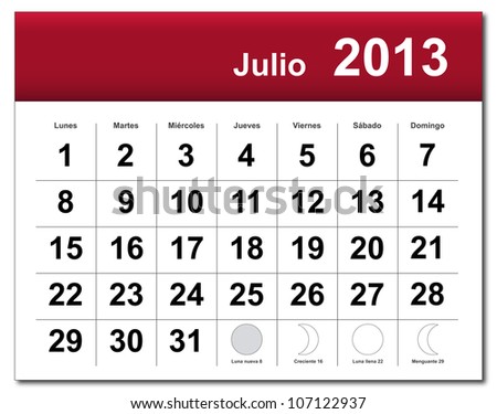 July 2013 Calendar on Spanish Version Of July 2013 Calendar  Calendario De Julio De 2013