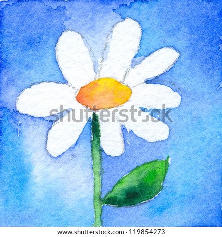 Little Daisy, watercolor painting, created and painted by the photographer