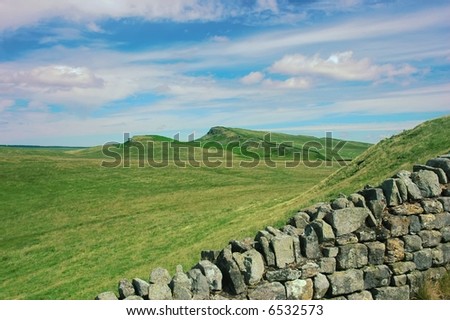 AD 122 Hadrian\'s wall in northern England extends for a very long stretch