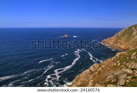 Atlantic ocean near Cabo Finisterre, with breaking waves