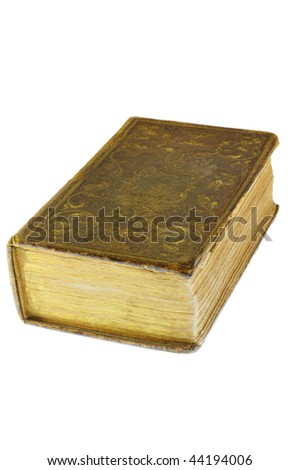 ancient book (published in 1857) with gilt page borders, closed, isolated on white