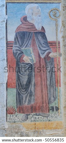 Medieval fresco depicting Saint Anthony in the church of San Giorgio in Brescia
