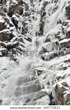 Frozen waterfall thawing