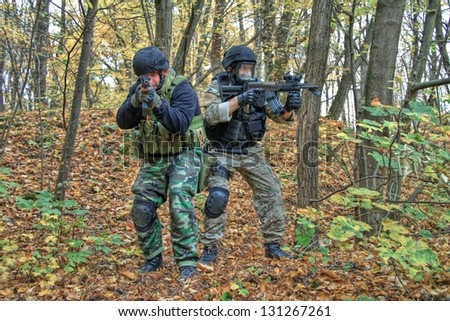 Police with a weapon, a special unit