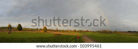 Golf Panorama with rainbow
