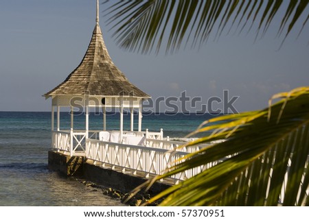 Wedding gazebo with palms at a caribbean beach