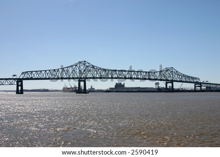 stock photo : Mississippi River Bridge in Baton Rouge Louisiana