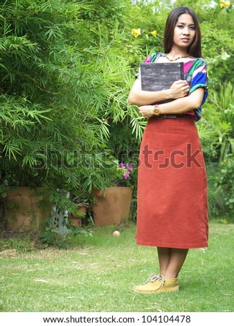 office women in the garden
