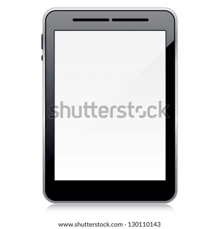 Transparent Tablet With White Background And Reflection Vector Template Of 3d Blank Tablet Pc With Reflection On