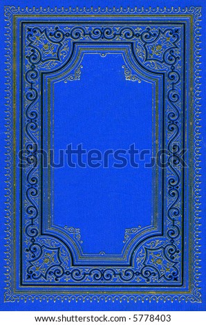 Old ancient deep blue book cover with ornaments from 1897