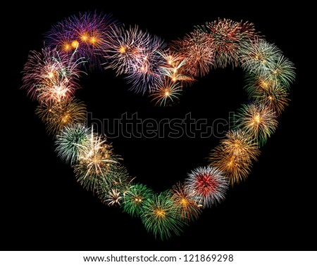 heart shape made from real fireworks