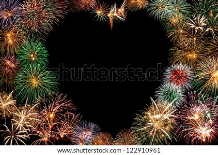 Heart frame made from real fireworks
