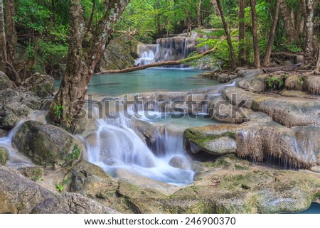 tropical waterfall in Deep forest