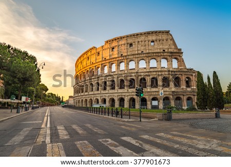 Sunrise at Colosseum , Rome , Italy