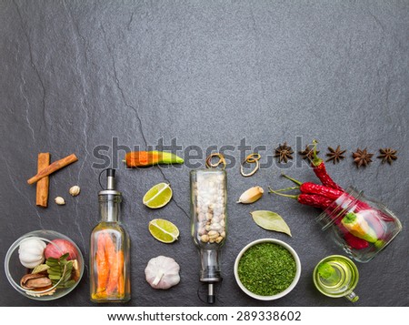 Mixed spices and herbs.Food and cuisine ingredients for decorate design.