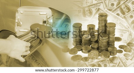 Background design with oil and money for decorate project.