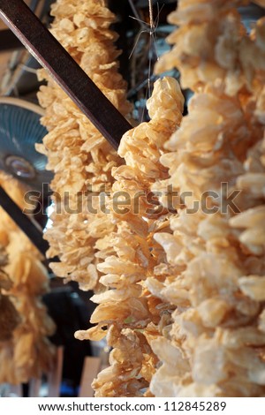 chinese dried food fish maw or dried fish bladder in Lantau island, Tai O