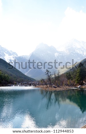 nature landscape mountain range reflection beautiful Jade Dragon Snow Mountain or Mount Yulong