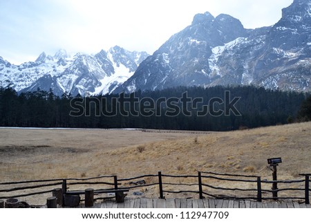 Jade Dragon Snow Mountain nature landscape mountain range in western china snow mountain and highland view
