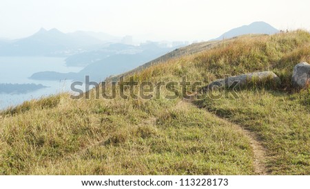 hiking in the peak in china hong kong in autumn spring lonesome feeling
