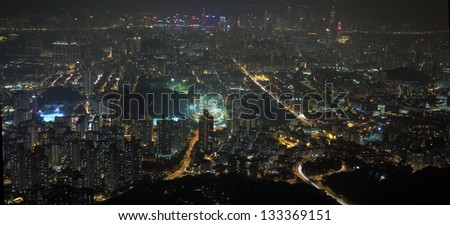 the bird view of  Kowloon Peninsula urban area, coast to coast the hong kong island and victoria harbour harbor