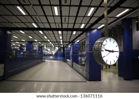 HONG KONG - FEBRUARY 13: The clock on the platform in Tai Wai on feb 13 2013, Tai Wai Station is an important station in the Railway system in Hong Kong, it will be a key station in the future plan