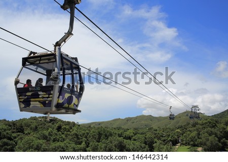 HONG KONG, JUNE 29, Ngong Ping 360 is a tourism project on Lantau Island in Hong Kong on 29 june 2013. The project was previously known as Tung Chung Cable Car Project